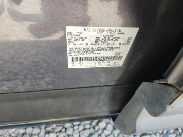 1FM5K8F83DGB90087 - 2013 FORD EXPLORER LIMITED GRAY photo 12