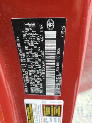 4T1BF3EK2AU535307 - 2010 TOYOTA CAMRY BASE RED photo 12