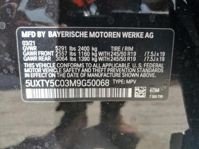 5UXTY5C03M9G50068 - 2021 BMW X3 XDRIVE30I BLACK photo 13