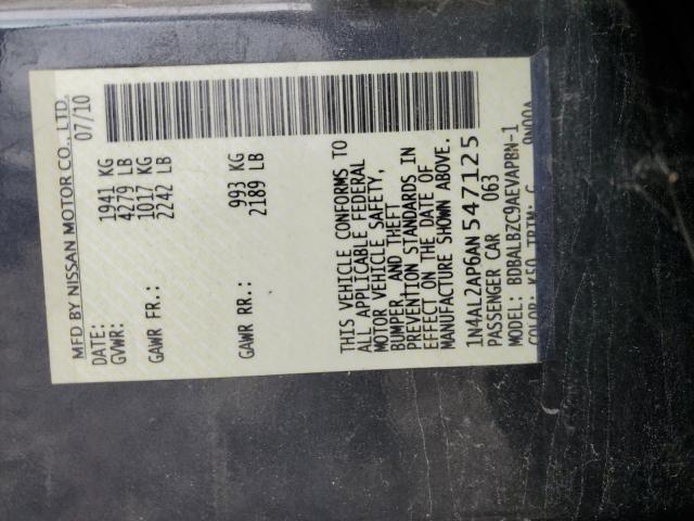 1N4AL2AP6AN547125 - 2010 NISSAN ALTIMA BASE ნაცრისფერი ფოტო 12