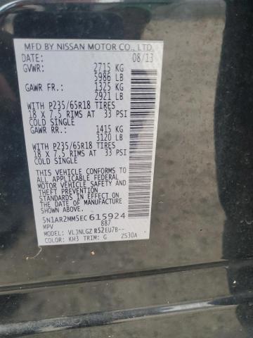 5N1AR2MM5EC615924 - 2014 NISSAN PATHFINDER S BLACK photo 13