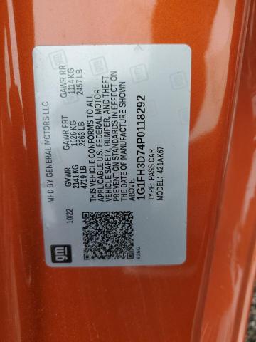 1G1FH3D74P0118292 - 2023 CHEVROLET CAMARO SS ORANGE photo 12