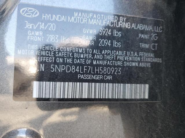 5NPD84LF7LH580923 - 2020 HYUNDAI ELANTRA SEL CHARCOAL photo 12