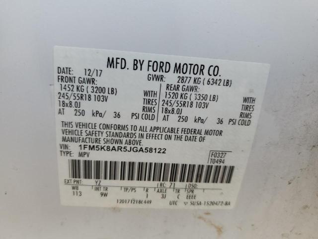 1FM5K8AR5JGA58122 - 2018 FORD EXPLORER POLICE INTERCEPTOR WHITE photo 13