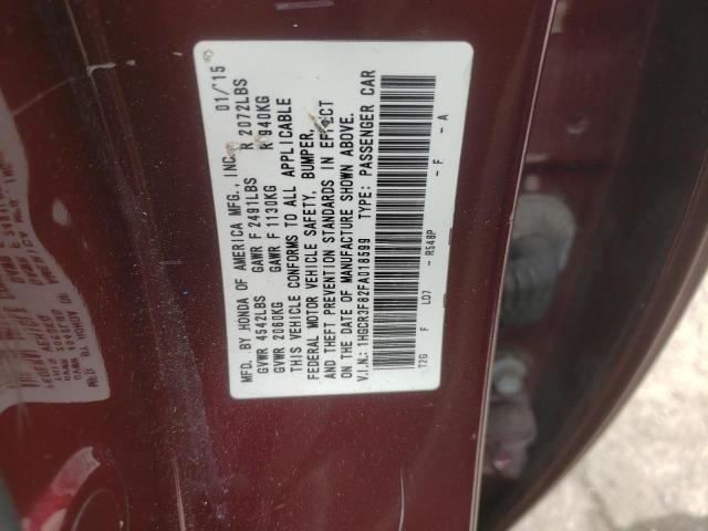 1HGCR3F82FA018599 - 2015 HONDA ACCORD EXL BURGUNDY photo 12