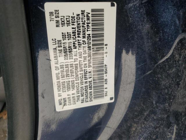 5FNRL38618B101294 - 2008 HONDA ODYSSEY EXL BLUE photo 13