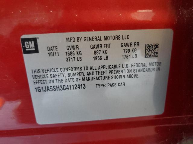 1G1JA5SH3C4112413 - 2012 CHEVROLET SONIC LS RED photo 12