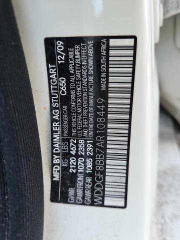 WDDGF8BB7AR108449 - 2010 MERCEDES-BENZ C 300 4MATIC WHITE photo 12