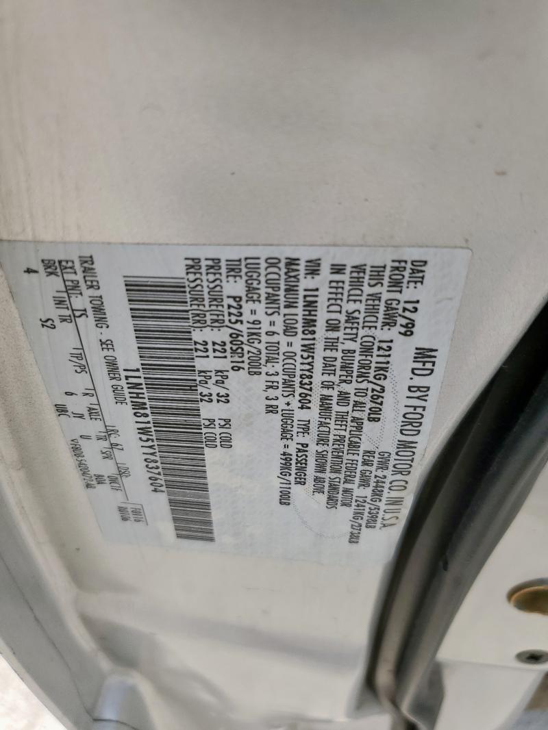 1LNHM81W5YY837604 - 2000 LINCOLN TOWN CAR EXECUTIVE Արծաթագույն լուսանկար 12