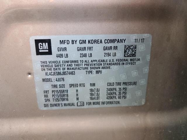 KL4CJESB6JB574463 - 2018 BUICK ENCORE PREFERRED BEIGE photo 13