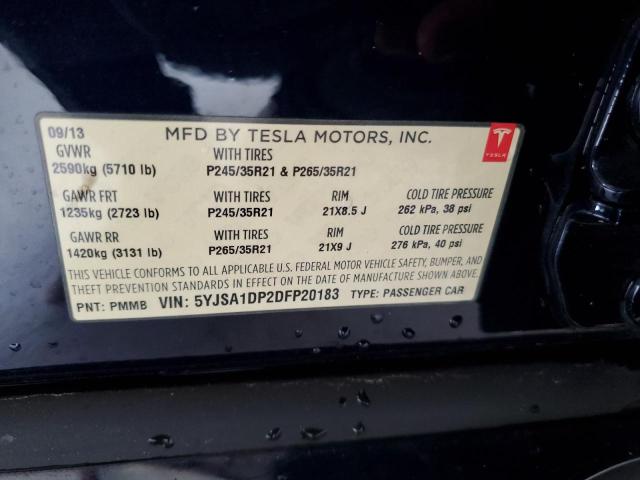 5YJSA1DP2DFP20183 - 2013 TESLA MODEL S 黑色 照片 12
