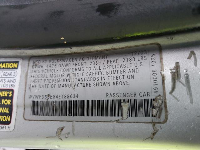 WVWPD63B84E188634 - 2004 VOLKSWAGEN PASSAT GLS SILVER photo 12