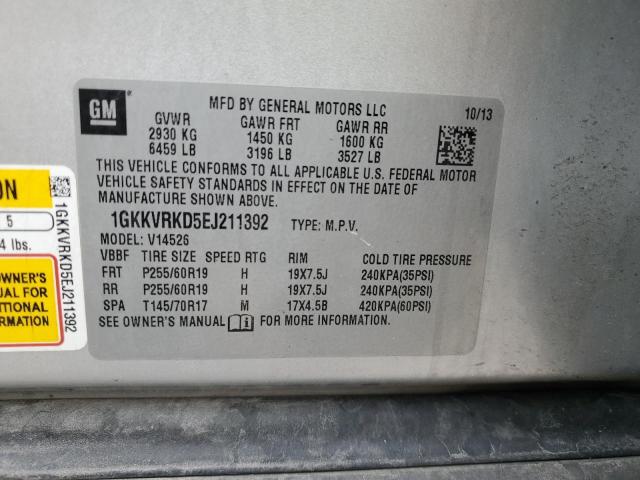 1GKKVRKD5EJ211392 - 2014 GMC ACADIA SLT-1 Gümüş foto 14