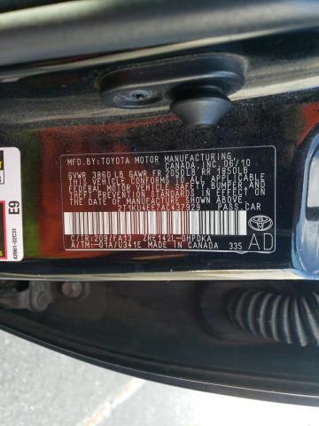 2T1KU4EE7AC437929 - 2010 TOYOTA COROLLA MA BLACK photo 12