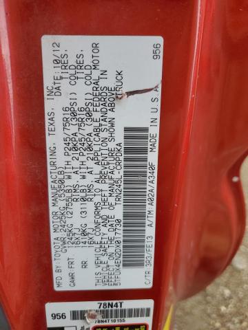 5TFUX4EN2DX017730 - 2013 TOYOTA TACOMA ACCESS CAB Қызыл фото 13