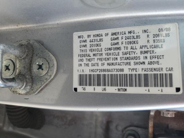 1HGCP26868A073088 - 2008 HONDA ACCORD EXL SILVER photo 12