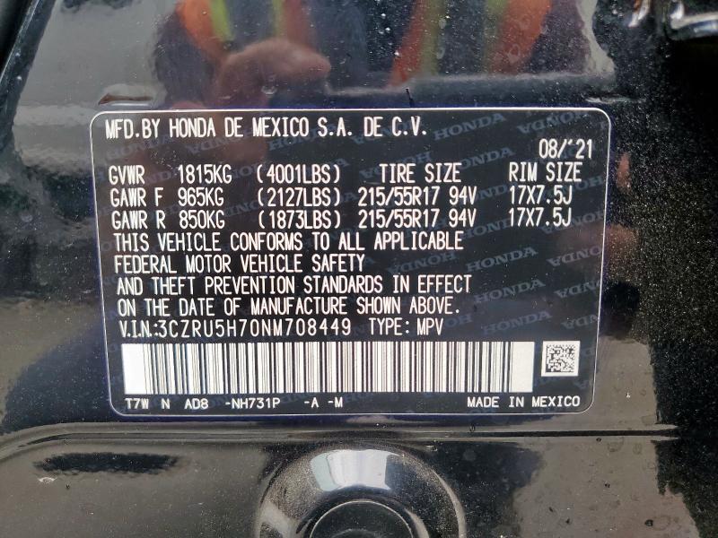 3CZRU5H70NM708449 - 2022 HONDA HR-V EXL Schwarz Foto 13