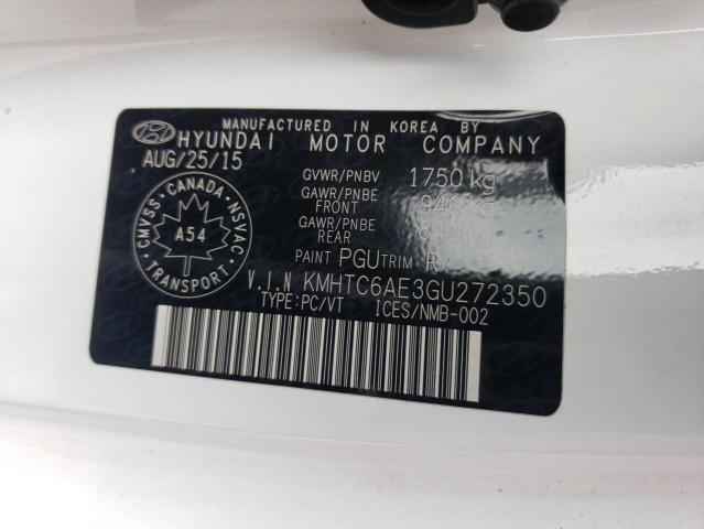 KMHTC6AE3GU272350 - 2016 HYUNDAI VELOSTER TURBO თეთრი ფოტო 13