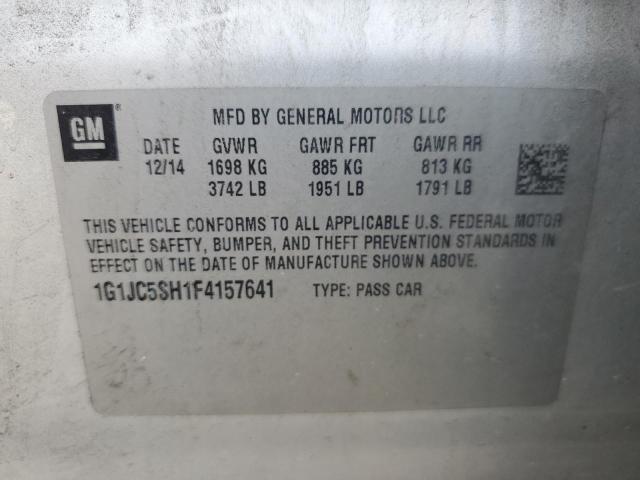 1G1JC5SH1F4157641 - 2015 CHEVROLET SONIC LT SILVER photo 12