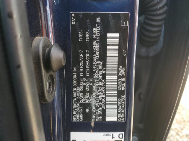 JTEZU5JR7K5212725 - 2019 TOYOTA 4RUNNER SR5 أزرق صورة 13