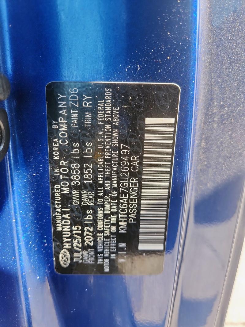 KMHTC6AE7GU269497 - 2016 HYUNDAI VELOSTER TURBO BLUE photo 13