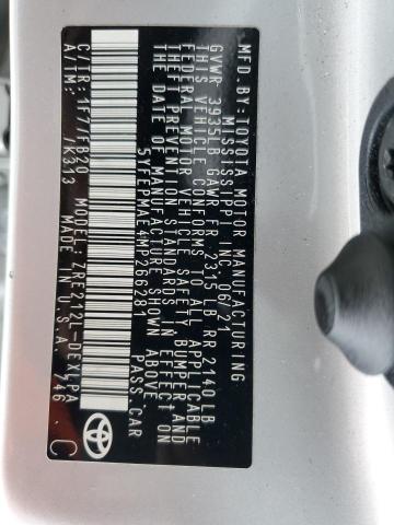 5YFEPMAE4MP266281 - 2021 TOYOTA COROLLA LE 银色 照片 12