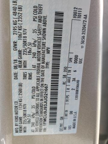 1FMCU9J93JUD21667 - 2018 FORD ESCAPE TITANIUM ოქროსფერი ფოტო 14