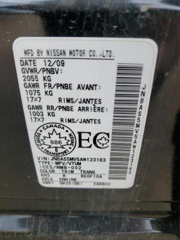 JN8AS5MV5AW123183 - 2010 NISSAN ROGUE S BLACK photo 13