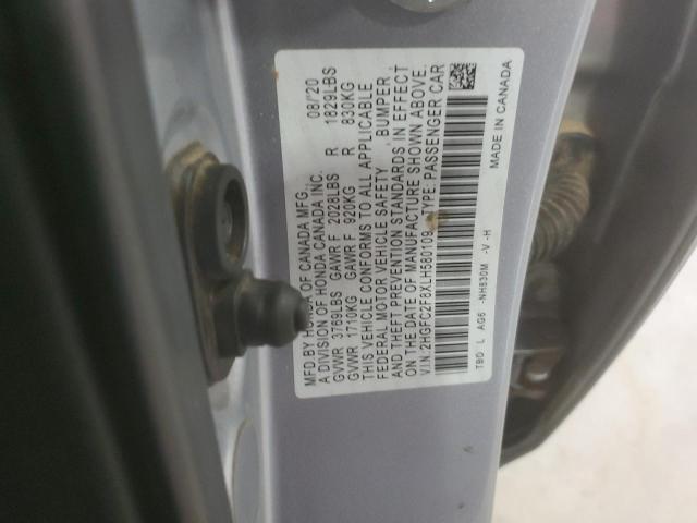 2HGFC2F8XLH580109 - 2020 HONDA CIVIC SPORT ვერცხლისფერი ფოტო 12