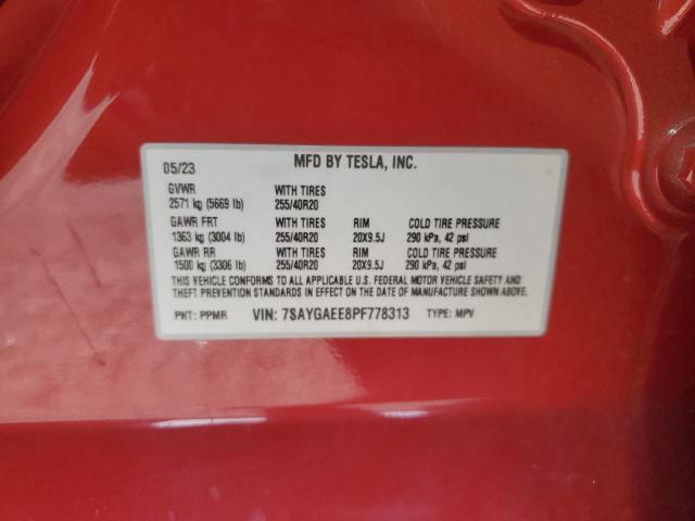 7SAYGAEE8PF778313 - 2023 TESLA MODEL Y Czerwony zdjęcie 14