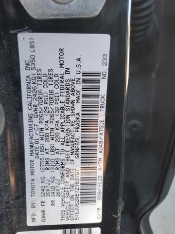 5TEJU62N57Z383707 - 2007 TOYOTA TACOMA DOUBLE CAB PRERUNNER GRAY photo 12