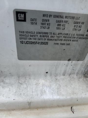 1G1JC5SH5F4135626 - 2015 CHEVROLET SONIC LT თეთრი ფოტო 12