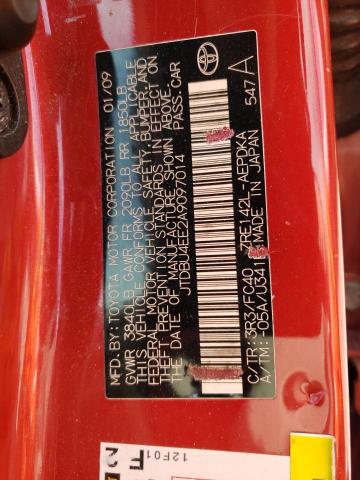 JTDBU4EE2A9097014 - 2010 TOYOTA COROLLA BASE წითელი ფოტო 12