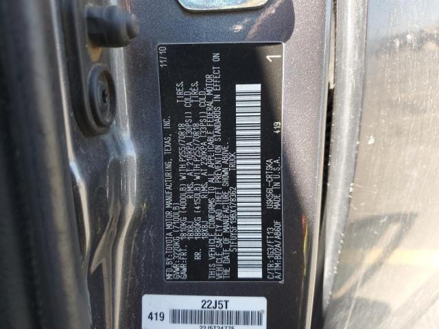 5TFUY5F19BX178362 - 2011 TOYOTA TUNDRA DOUBLE CAB SR5 CHARCOAL photo 12