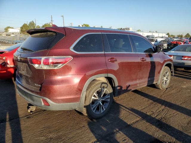 5TDJKRFH2GS247916 - 2016 TOYOTA HIGHLANDER XLE MAROON photo 3