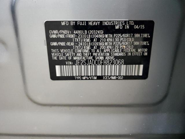 JF2SJADC0FH823068 - 2015 SUBARU FORESTER 2.5I PREMIUM فضي صورة 13