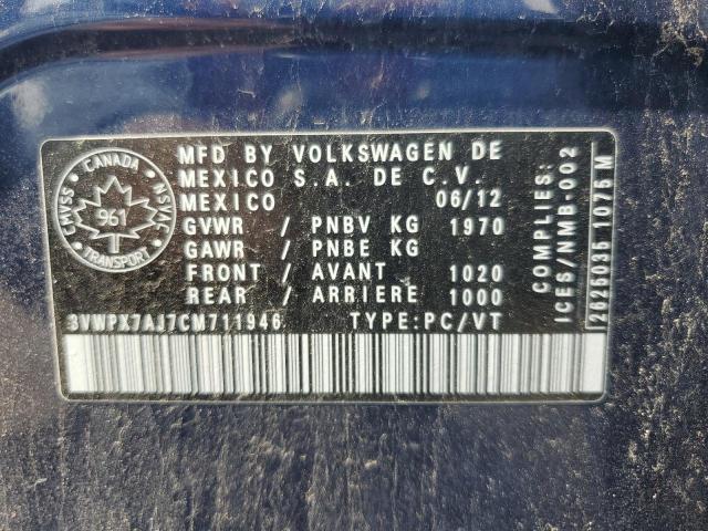 3VWPX7AJ7CM711946 - 2012 VOLKSWAGEN JETTA S BLUE photo 12