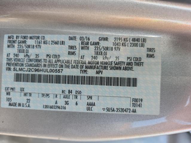 5LMCJ2C96HUL00557 - 2017 LINCOLN MKC SELECT SILVER photo 13