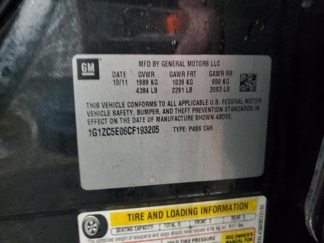 1G1ZC5E06CF193205 - 2012 CHEVROLET MALIBU 1LT Қара фото 12