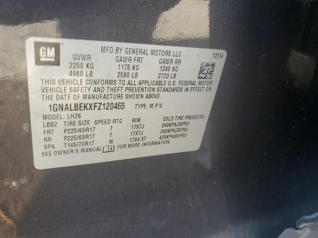 1GNALBEKXFZ120465 - 2015 CHEVROLET EQUINOX LT 石墨色 照片 13