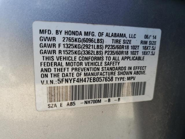 5FNYF4H47EB057658 - 2014 HONDA PILOT EX SILVER photo 13