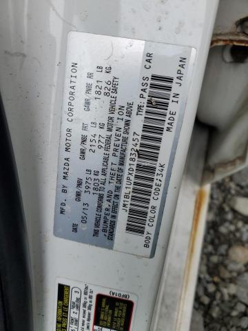 JM1BL1UPXD1832457 - 2013 MAZDA 3 I WHITE photo 12