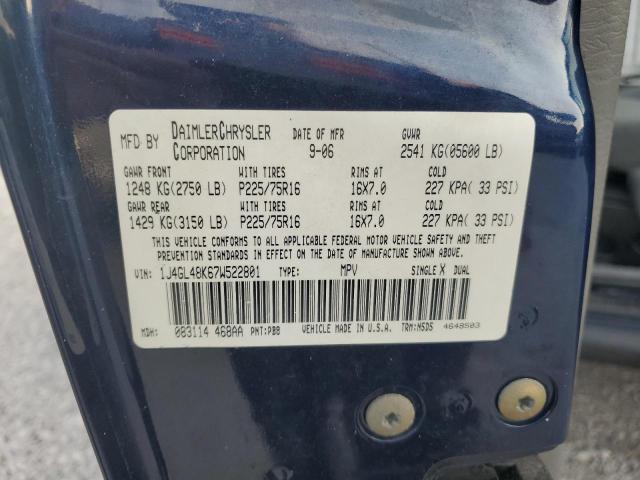 1J4GL48K67W522801 - 2007 JEEP LIBERTY SPORT ლურჯი ფოტო 13