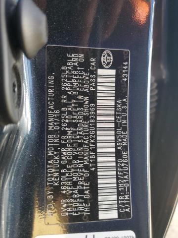 4T1BF1FK2GU183969 - 2016 TOYOTA CAMRY LE 黑色 照片 12