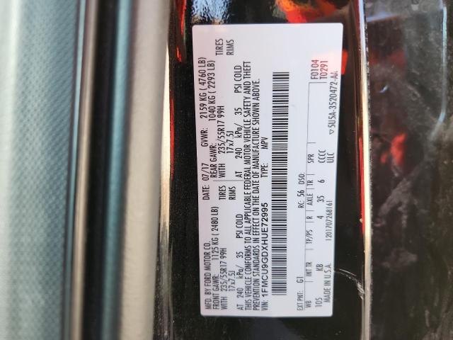 1FMCU9GDXHUE72995 - 2017 FORD ESCAPE SE შავი ფოტო 13