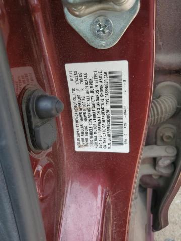 JHMFB2F54CS000920 - 2012 HONDA CIVIC LX BURGUNDY photo 12