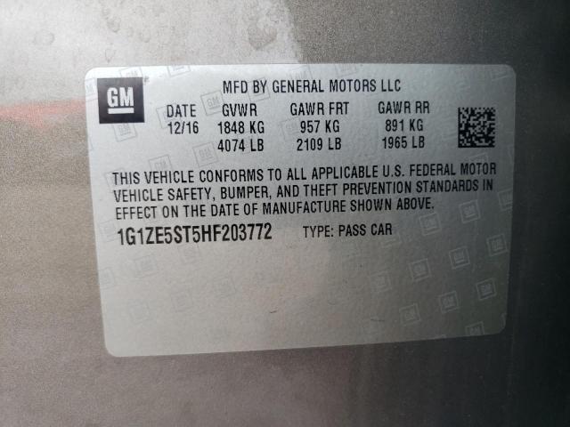 1G1ZE5ST5HF203772 - 2017 CHEVROLET MALIBU LT 棕色 照片 12