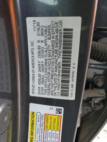 1HGCV1F13KA019676 - 2019 HONDA ACCORD LX GRAY photo 13