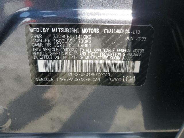 ML32FUFJ4RHF00729 - 2024 MITSUBISHI MIRAGE G4 ES GRAY photo 13
