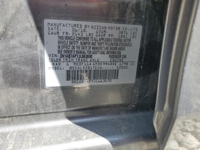 3N1AB7AP7JL663690 - 2018 NISSAN SENTRA S Grau Foto 12